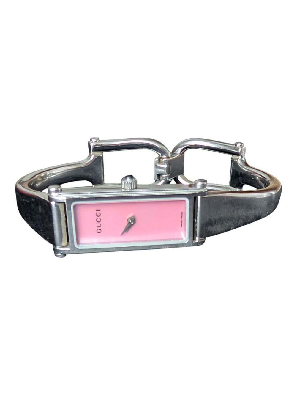 Gucci Vintage Rectangular Pink Mother-of-Pearl Bangle Watch - EUC!